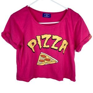 Namaiki Pizza Crop Top Shirt Pink